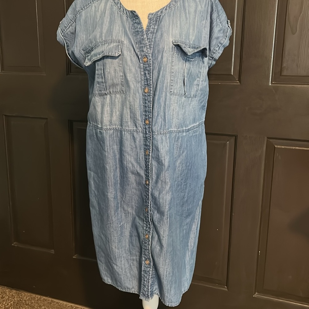 Caslon chambray dress med